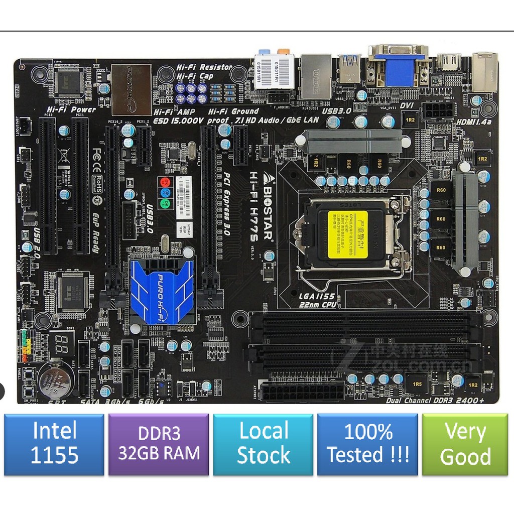 Socket 1155 (New!!) (Local Stock) Biostar MSI B75 H77 HiFi Audio