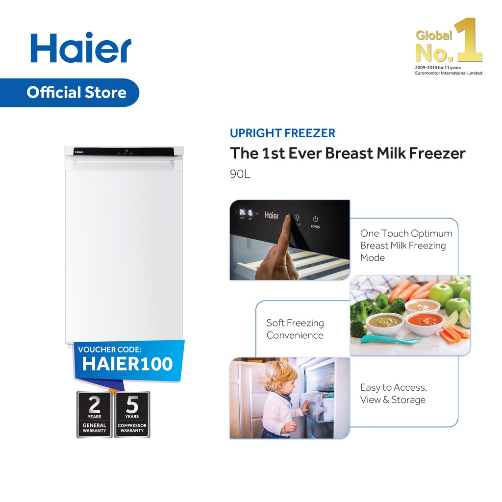 Haier BD88DEM Upright Freezer White (90L) Shopee Malaysia