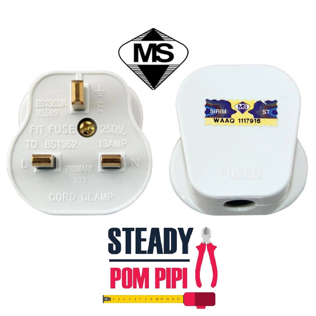 13A 3 PIN PLUG TOP / APPROVED UK PLUG TOP / KEPALA PLUG ELEKTRIK (SIRIM