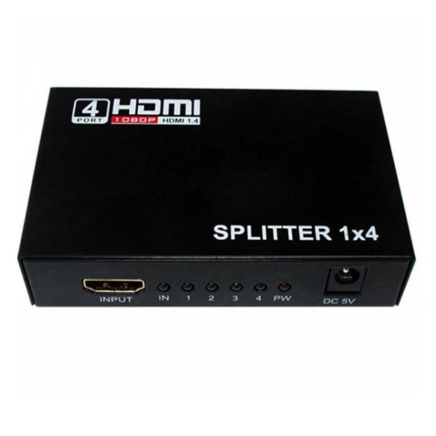 Full HD HDMI Splitter 1X4 4 Port Hub Repeater Amplifier v1.4 3D 1080p 1