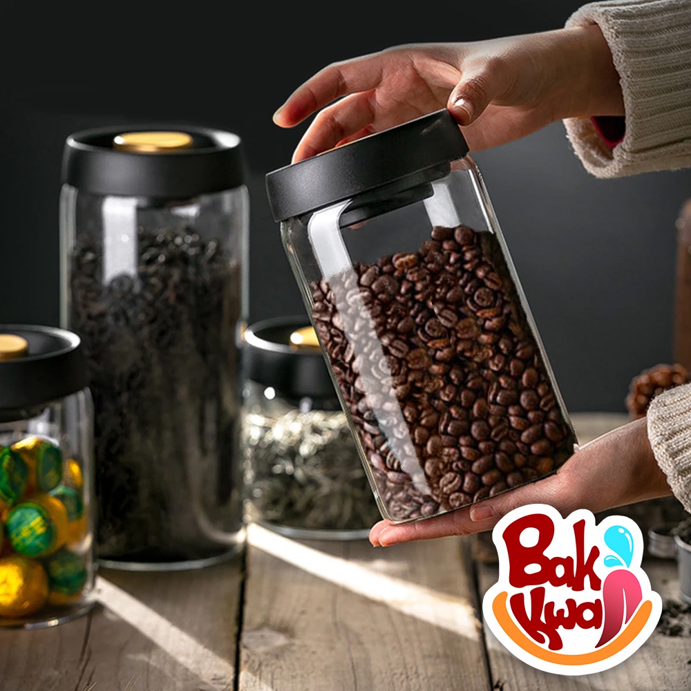 Coffee Bean Powder Airtight Food Storage Air Extraction Glass Canister Borosilicate Glass Vacuum