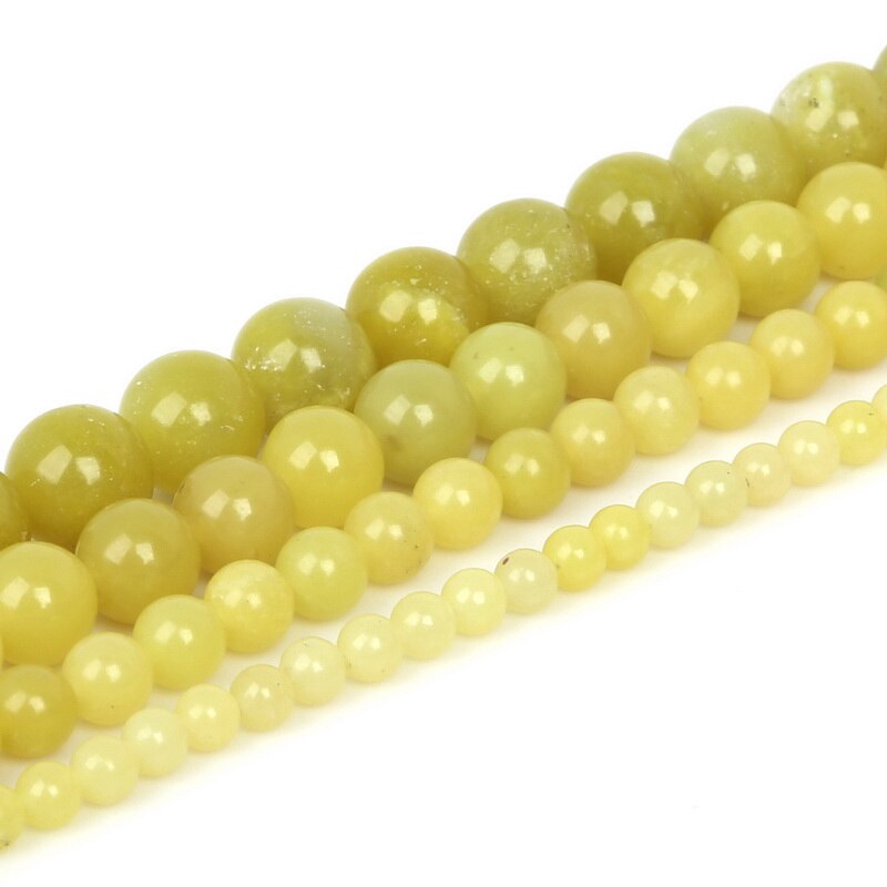 Lemon Yellow Jades Beads for Jewellery Making 15 Inch DIY Bracelets for