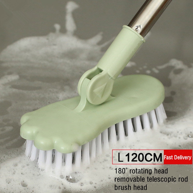 Retractable Long Handle Bristle Floor Brush Toilet Cleaning Brush