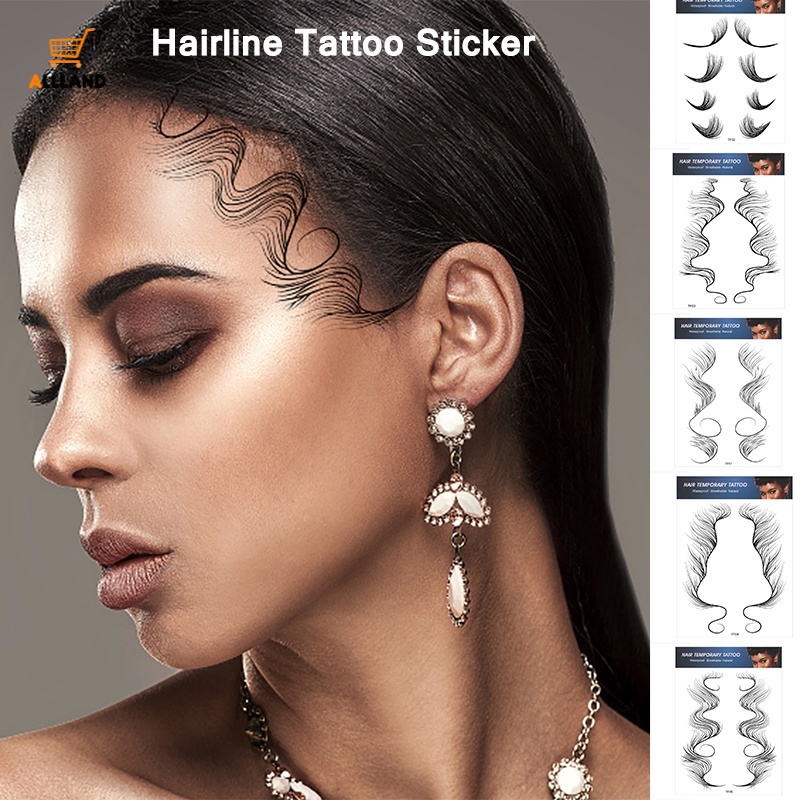 5 Types Hairline Tattoo Stickers/ Women Hair Edge Temporary Tattoo Sticker/ Natural Curly Hair