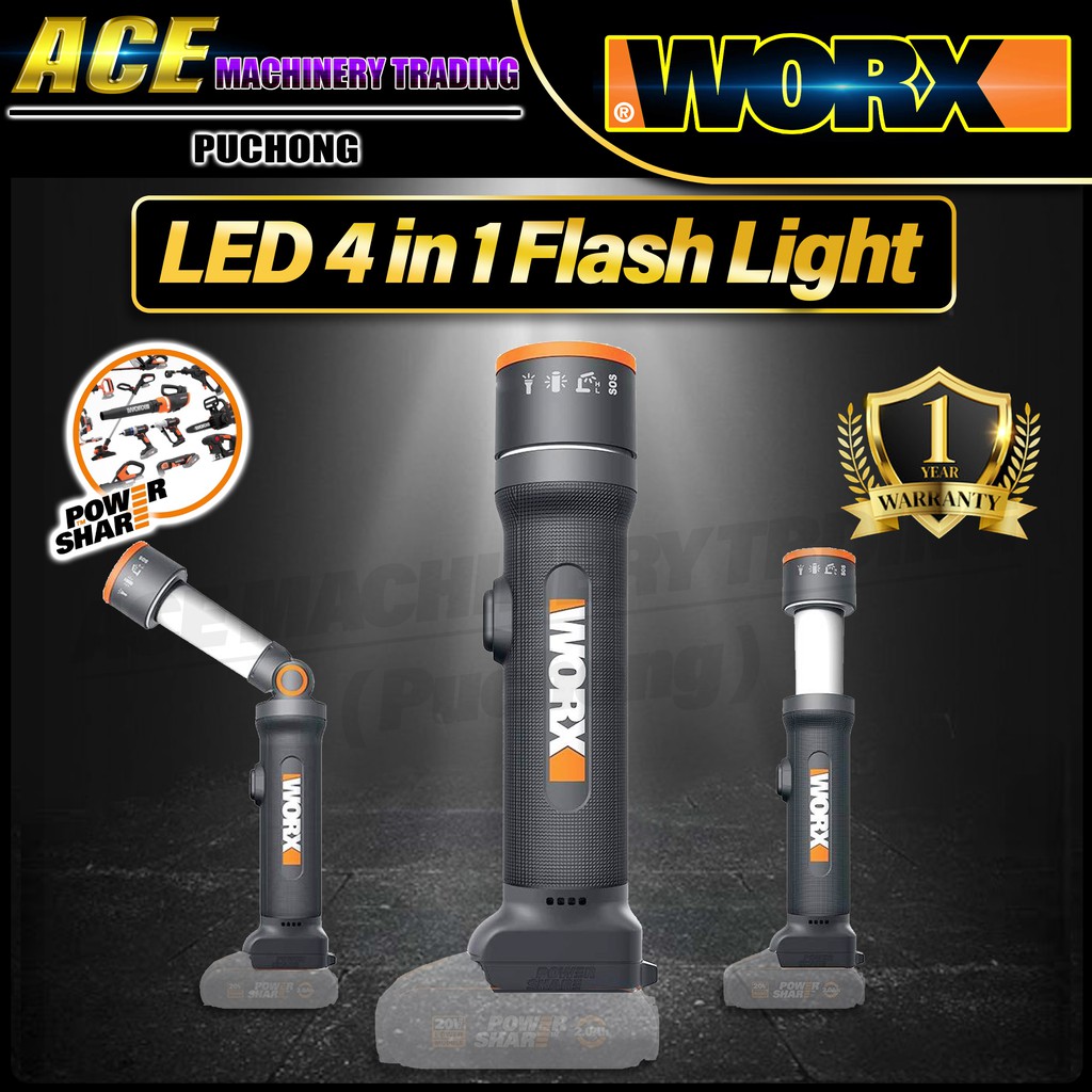 Worx WX027.9 20V/510LM LED 4 in 1 Flash Light / Outdoor house hold