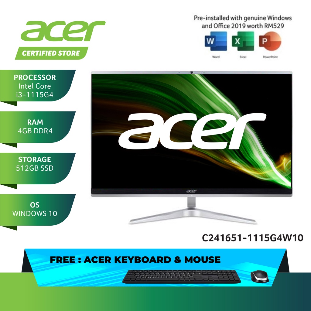 Acer All in One PC C2416511115G4W10 (TOUCH SCREEN, I31115G4 4GB