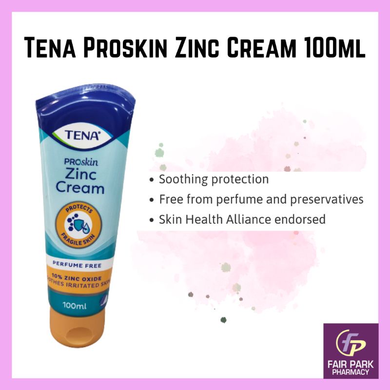 FPpharmacy TENA Proskin Zinc Cream 100ml. Ideal for chapped, irritated