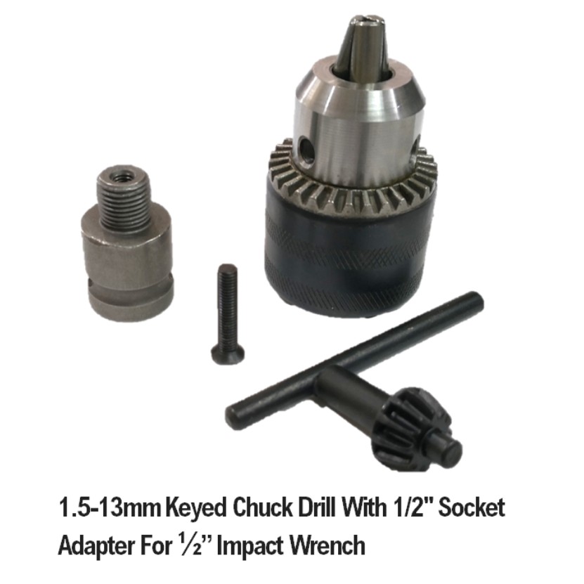 13mm Keyed Drill Chuck 20UNF with 1/2 inch Socket Adaptor for Impact