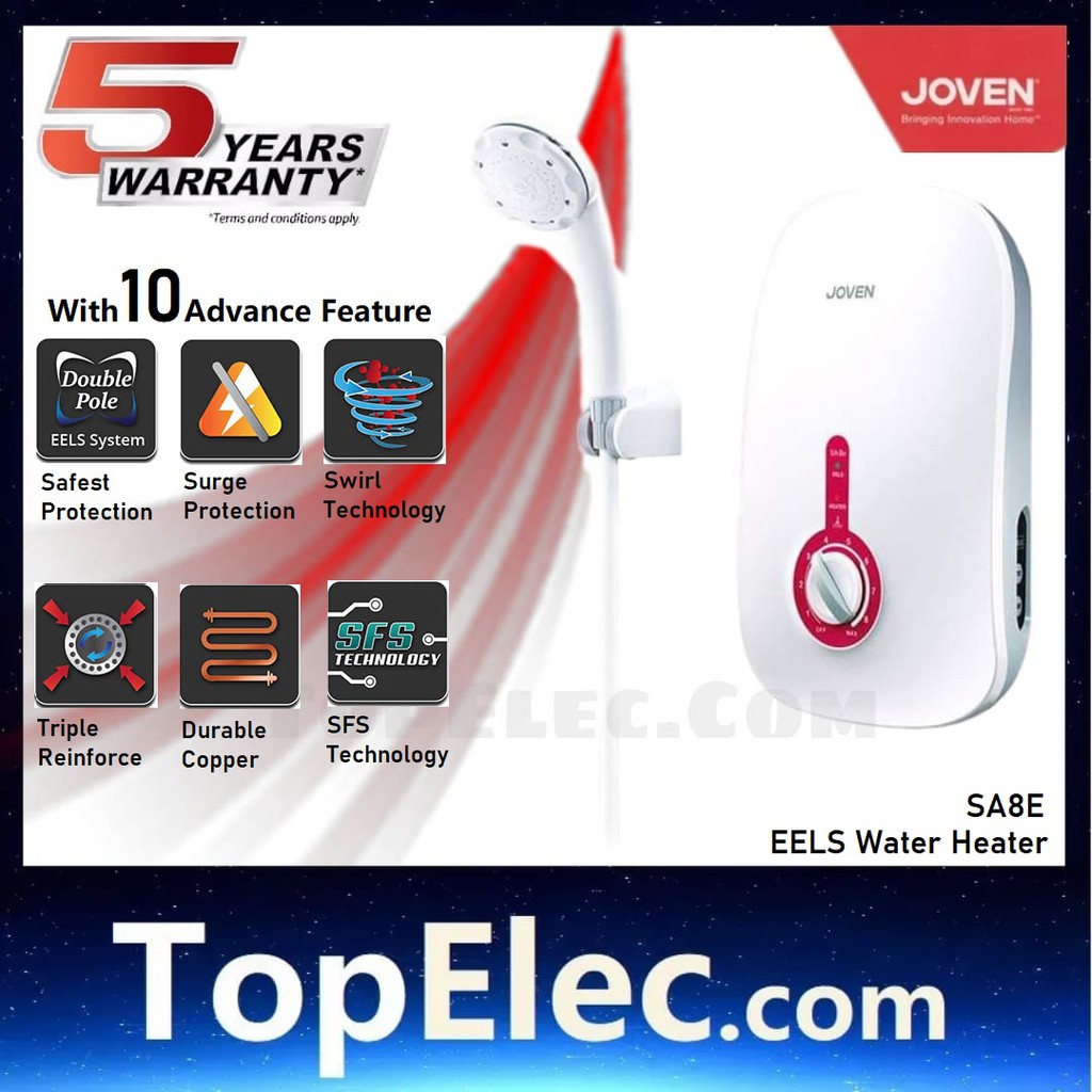 Joven SA8E Water Heater With BuiltIn EELS System and Surge Protector
