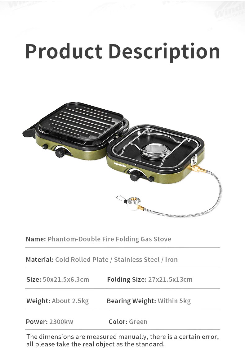 Naturehike Portable Double Head Furnace Gas Stove Foldable 2300W