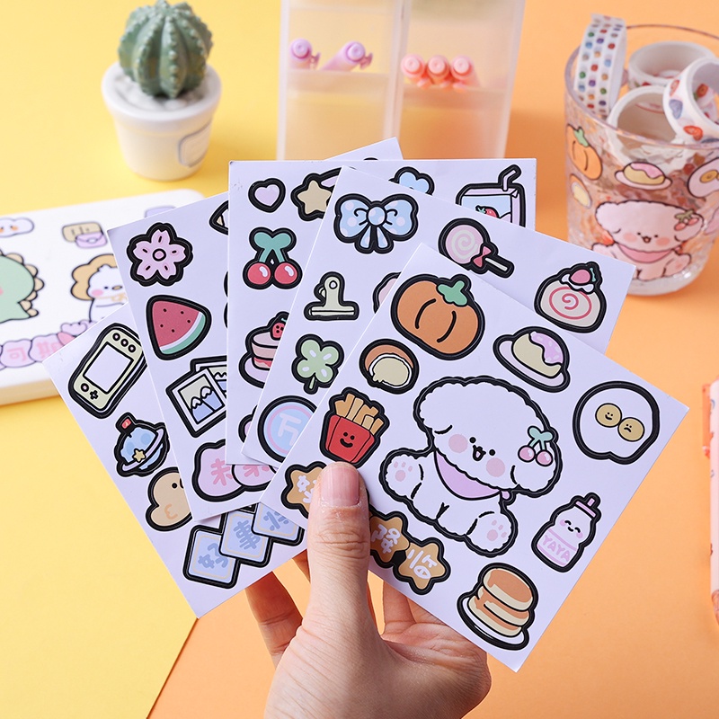 5 Sheets Cartoon Thicken PVC Stickers Waterproof Cute DIY Stickers