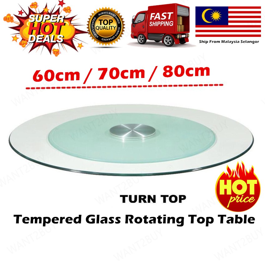 🇲🇾 🔥Ready Stock🔥 3 Size Tempered Glass Rotating Round Turn Table Dining