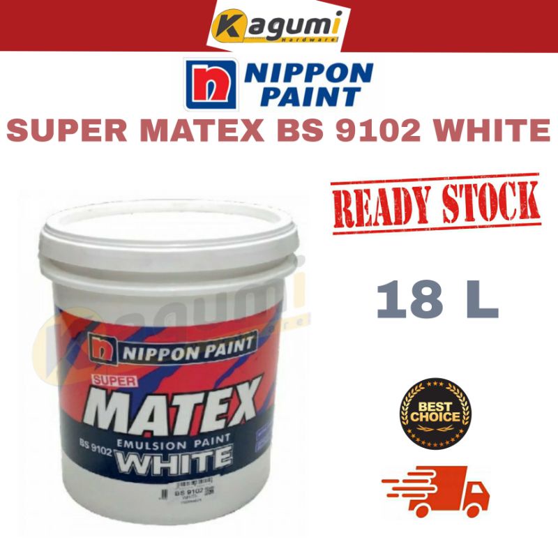 [NIPPON PAINT] 18L SUPER MATEX BS 9102 WHITE / CAT ASAS DALAM