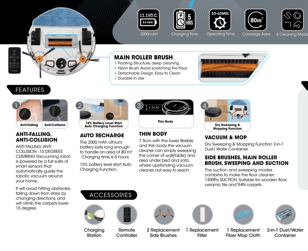 Khind Robotic Vacuum Cleaner VC9X6A / VC9X8C Shopee Malaysia