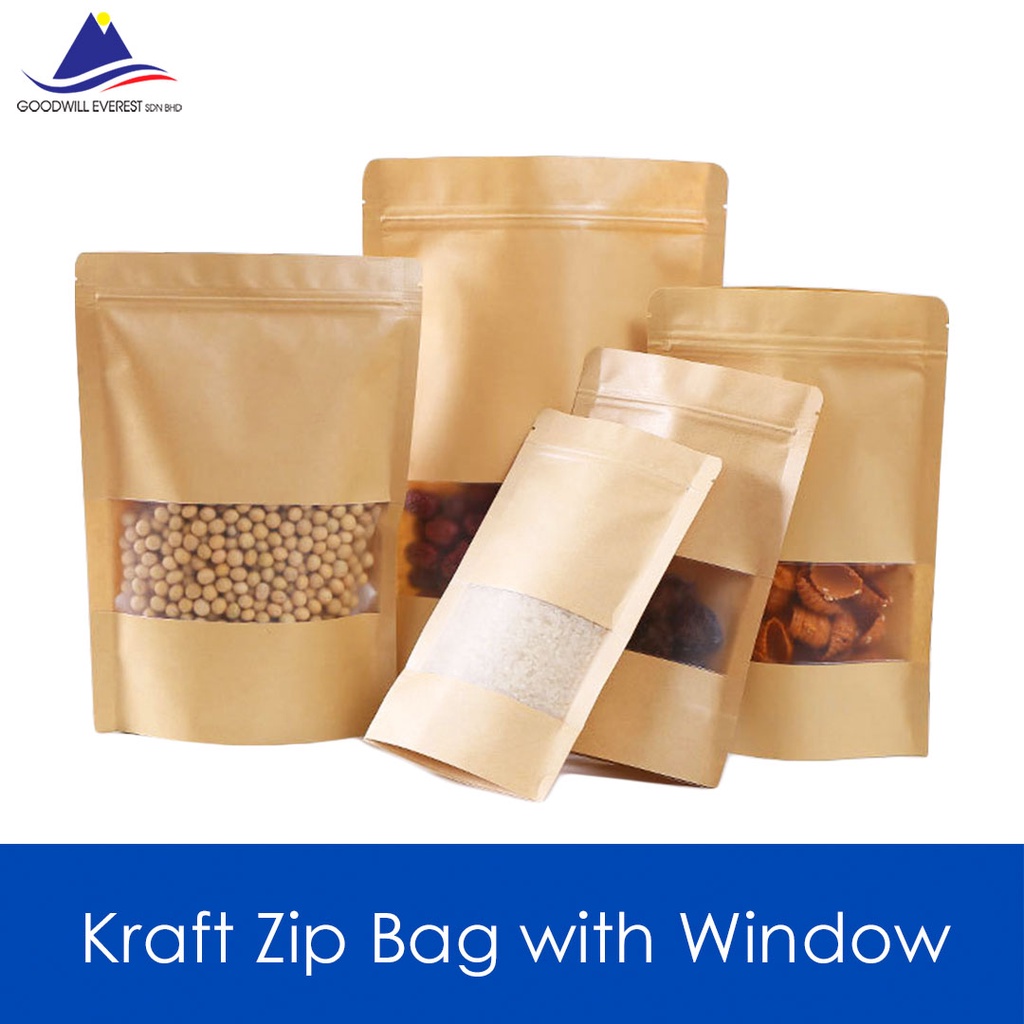 (50pcs) Brown Kraft Paper Zipper Bag / Zip Lock Bag / Zip Bag with
