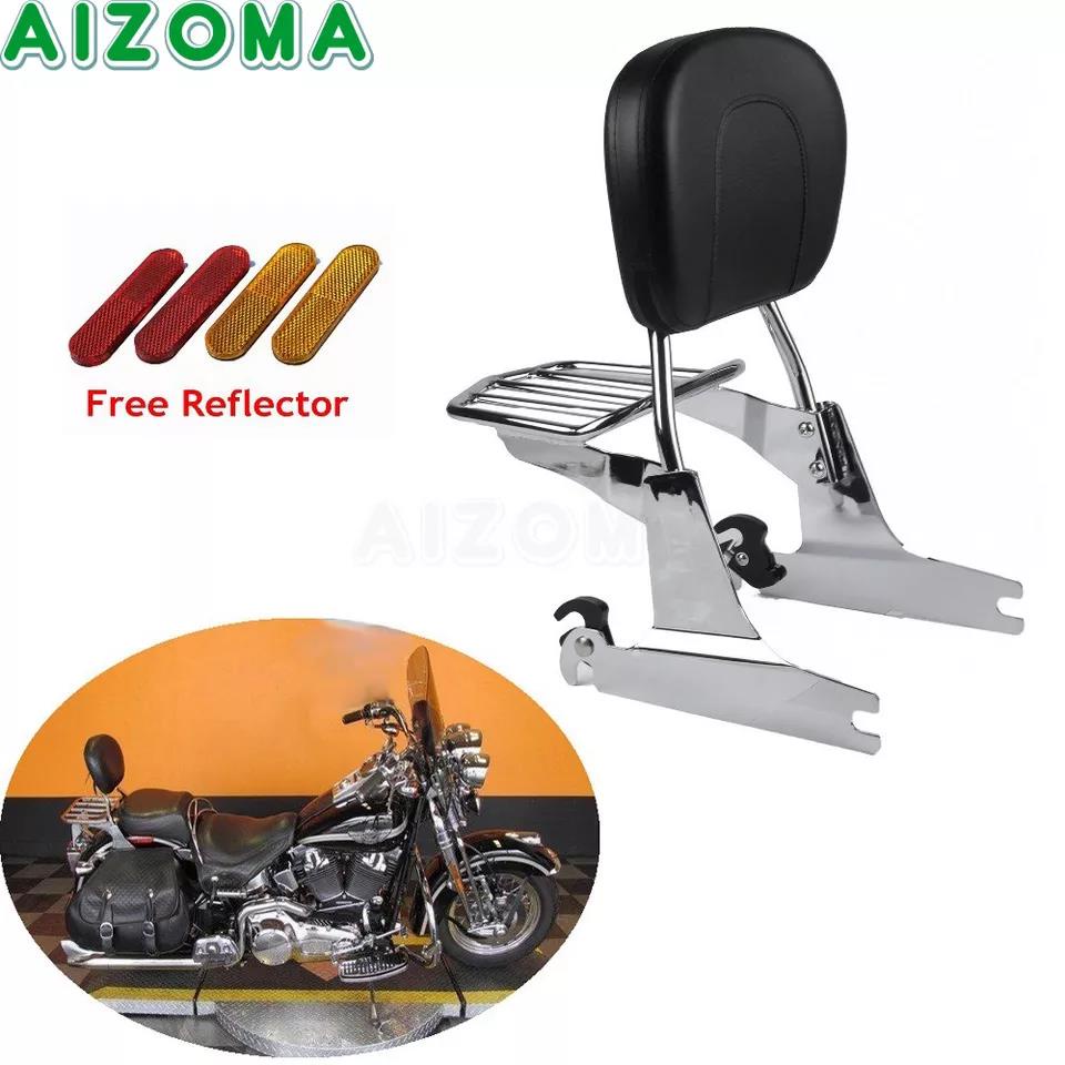 For Harley Softail Chrome Motorcycles Sissy Bar Seat Pad Back Backrest