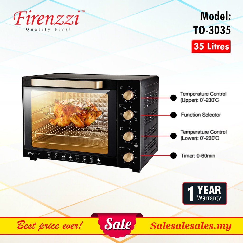 Firenzzi Electric Oven 35L / 50L / 60L Rotisserie with Dual Temperature