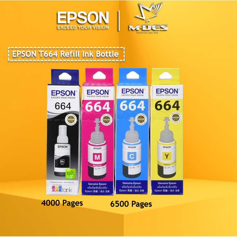 [100 ORIGINAL] Epson T664 Refill Ink L120 L210 L360 L405 L565 L385