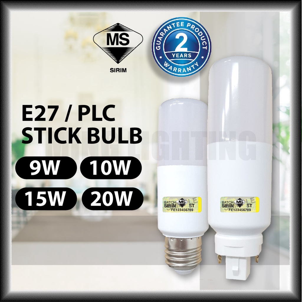 [SIRIM] LED Stick Bulb E27 PLC 9W 15W 20W Energy Saving Mentol Lampu