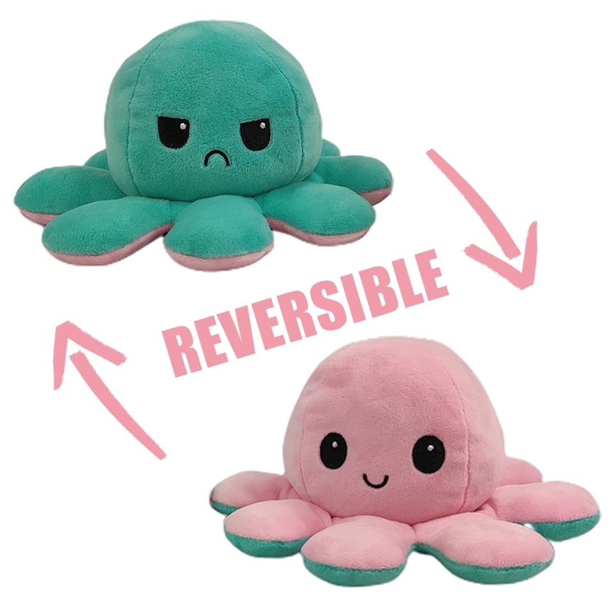 TeeTurtle Reversible Octopus Mini Plush Squishy Soft Toy