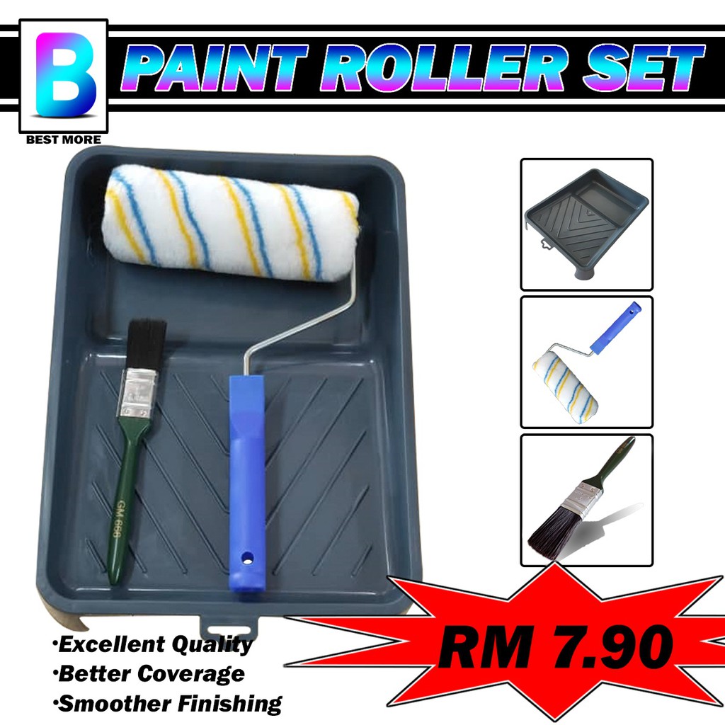 PAINT BRUSH TOOLS SET A (7inch set roller & 12 inch tray painting