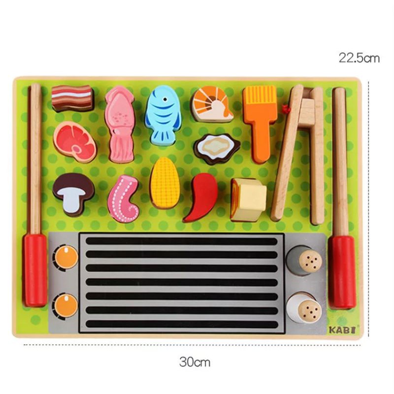 Wooden Barbecue Toys Set Pretend Play BBQ Shopee Malaysia