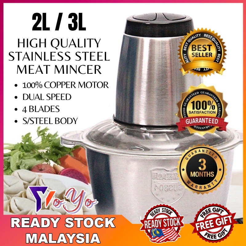 2L / 3L Stainless Steel Meat Mincer Food Blender Kering Food Grinder