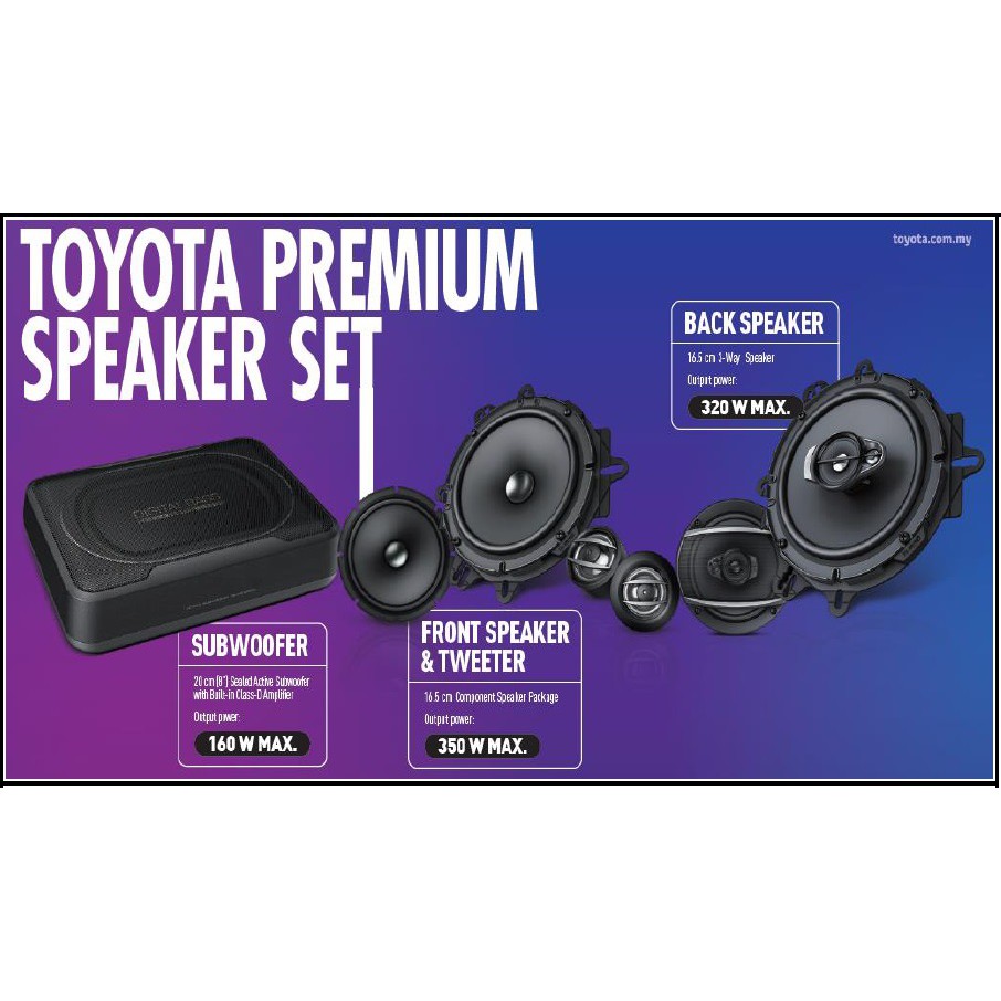TOYOTA PREMIUM SPEAKER SET (Vios & Yaris) Vehicle Front Back Subwoofer