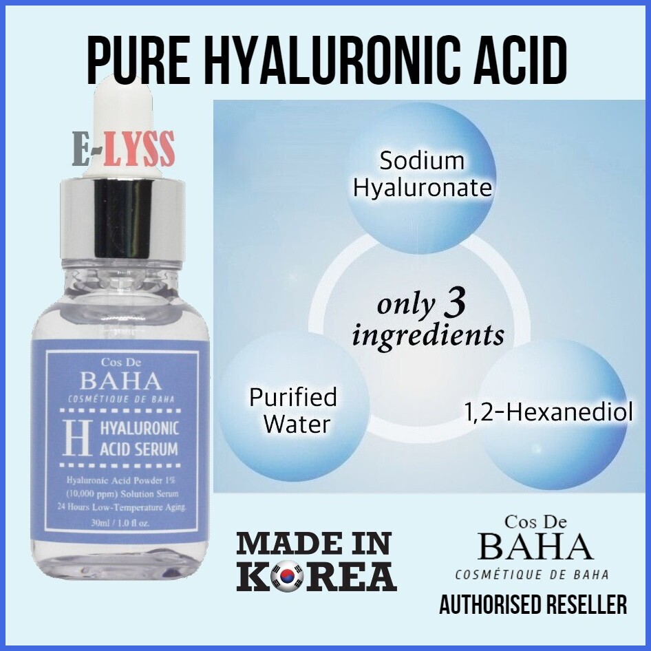 [READY STOCK] Cos De BAHA Pure Hyaluronic Acid Serum 30ml / 60ml