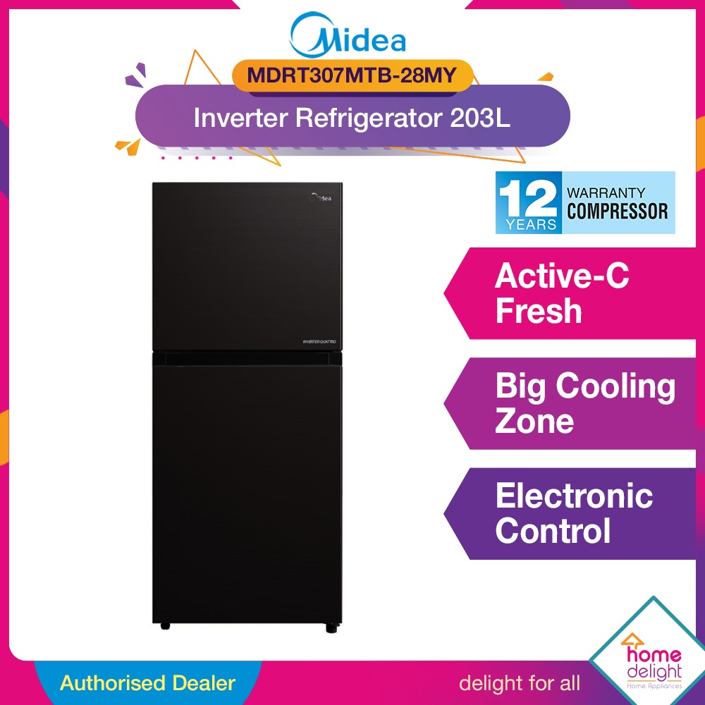 [SAVE 3.0 RM200] Midea New Inverter 2 Door Fridge 203L [ MDRT307MT