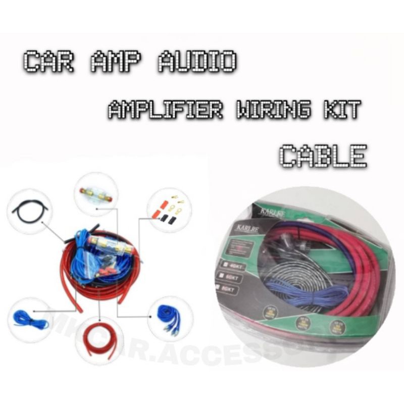 CAR KIT AMPLIFIER AMP AUDIO SOUND SPEAKER WOOFER CABLE WIRE+POWER LINE