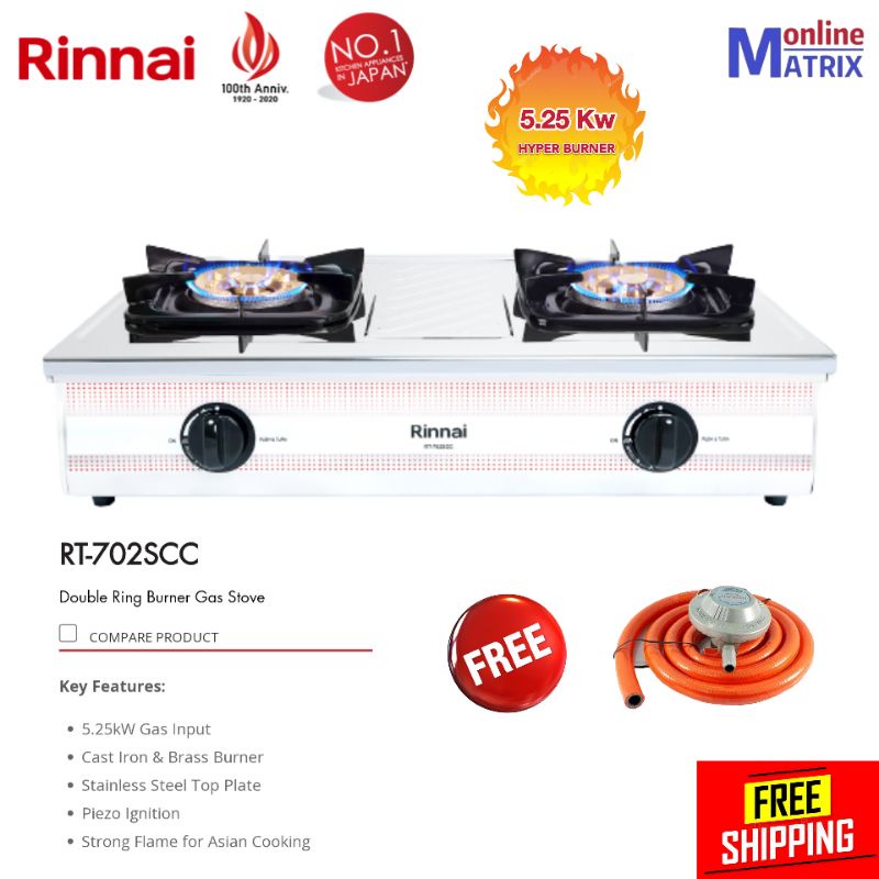 Rinnai RT702SCC Table Top Double Ring and Turbo Burner Rinnai Gas