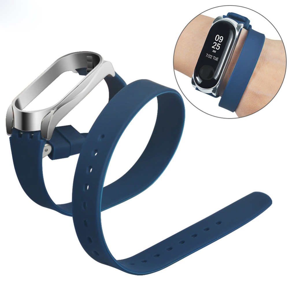 For Xiaomi Mi Band 5 /5 NFC Metal Buckle Silicone Strap Extended