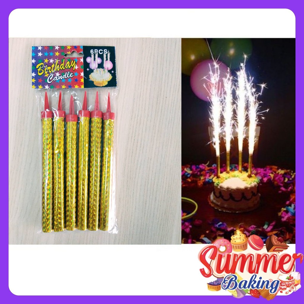 6 pieces Long Fire Spark Candle 15cm For Birthday Party Celebrations