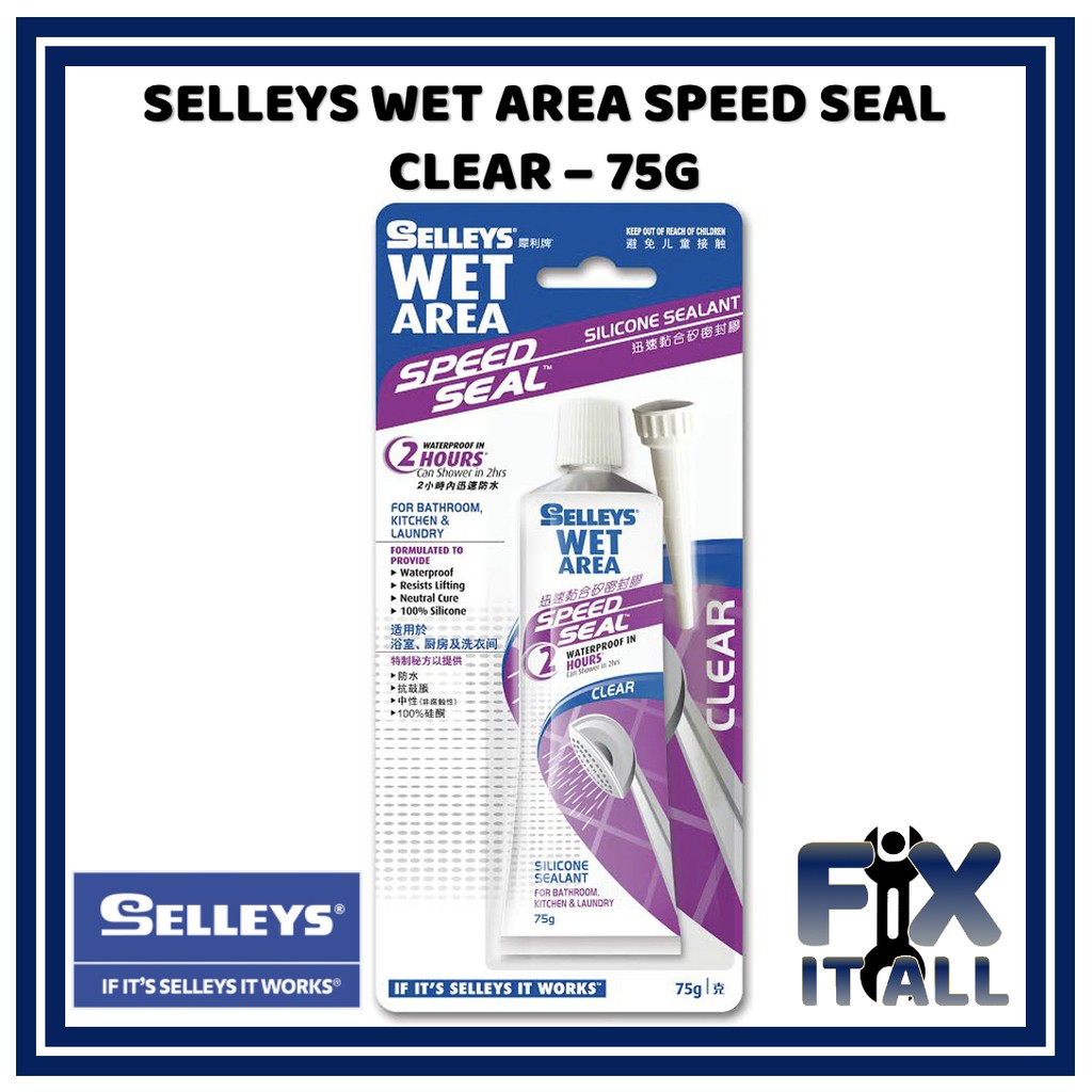 Selleys Wet Area Speed Seal Clear 75g for Sinks Plumbing Fixtures