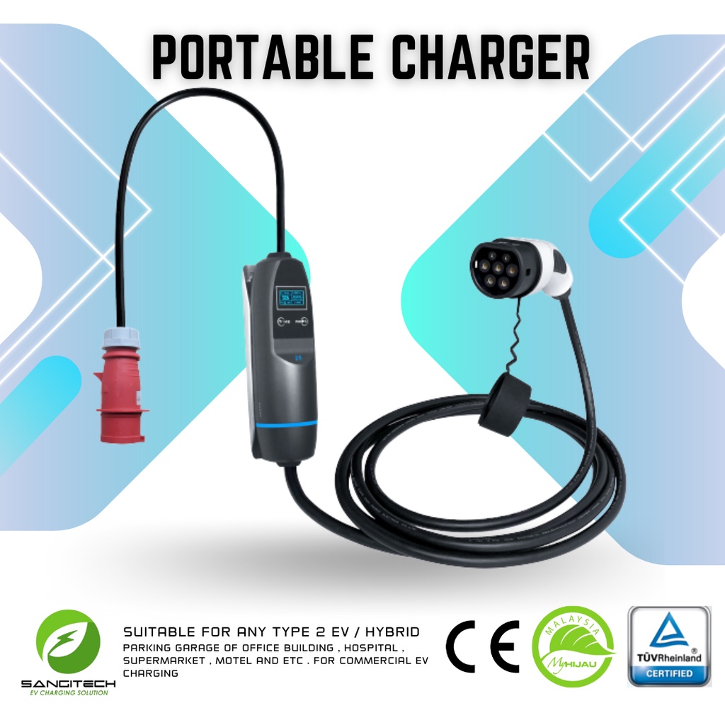SANGITECH Gen2 Portable EV Charger 3.5/7/11/22KW 32A 32A Type 1/2