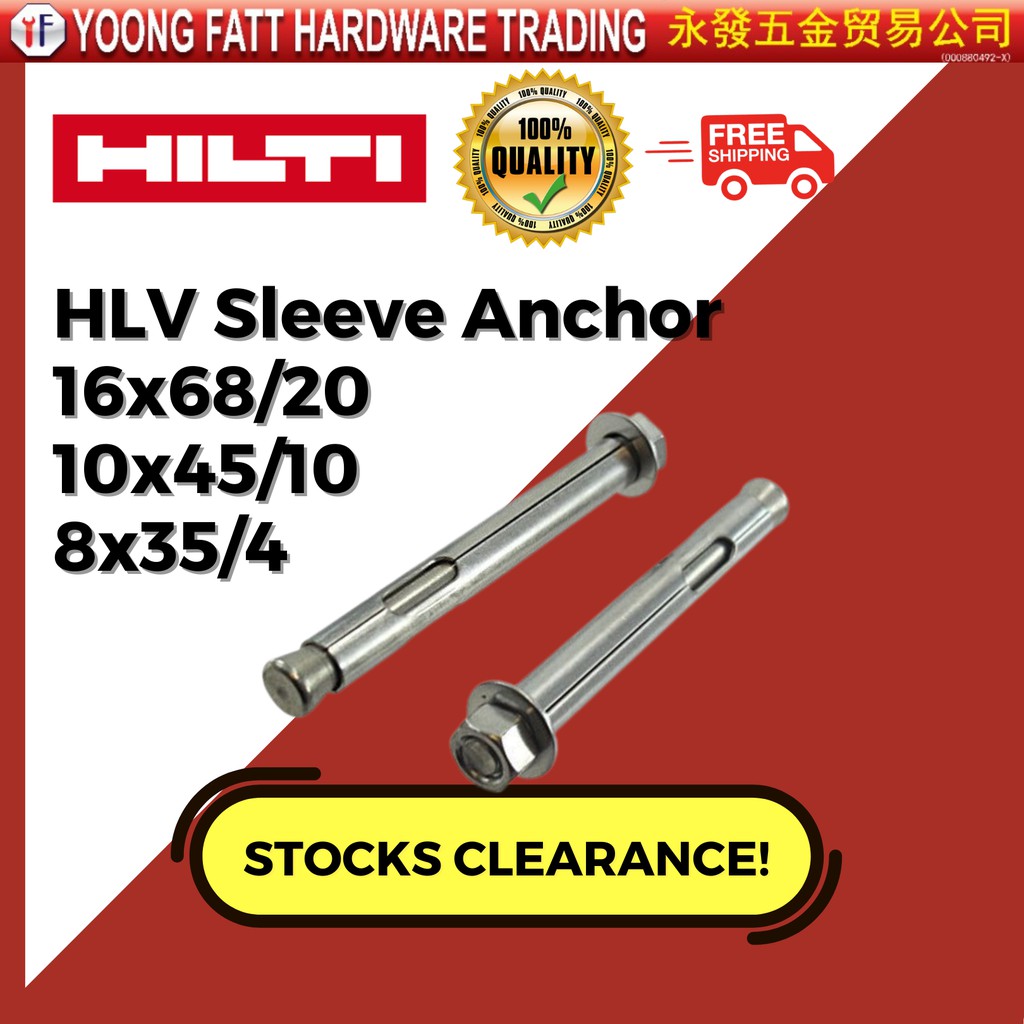 STOCK CLEARANCE HILTI HLV Sleeve Anchor/Hilti original/Made By Hilti In