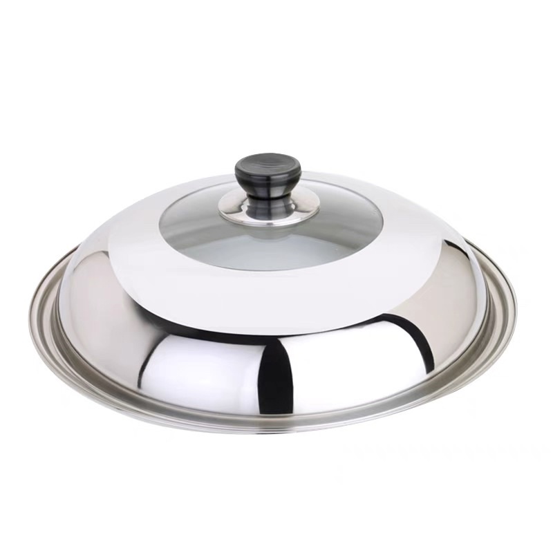Stainless Steel Cooking Wok Pan Lid / Wok Cover / Pan Cover / Glass Wok