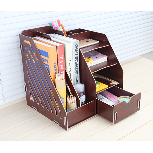 All In One Desk Organizer Canner AllinOne Wood Desktop Office Supplies Organizer Shopee Malaysia