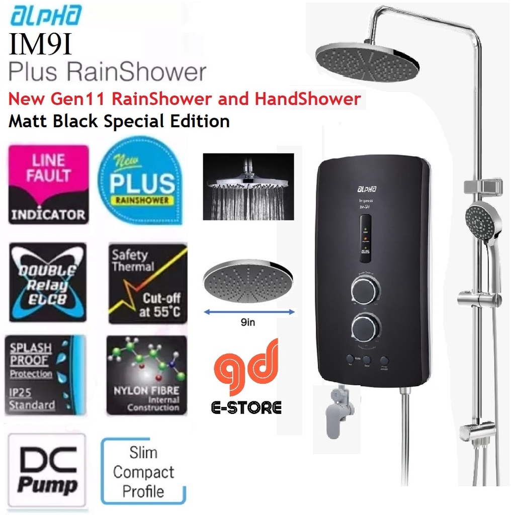 [New Upgrade Gen 11 9'' Rain Shower & Hand Shower] Alpha Water Heater