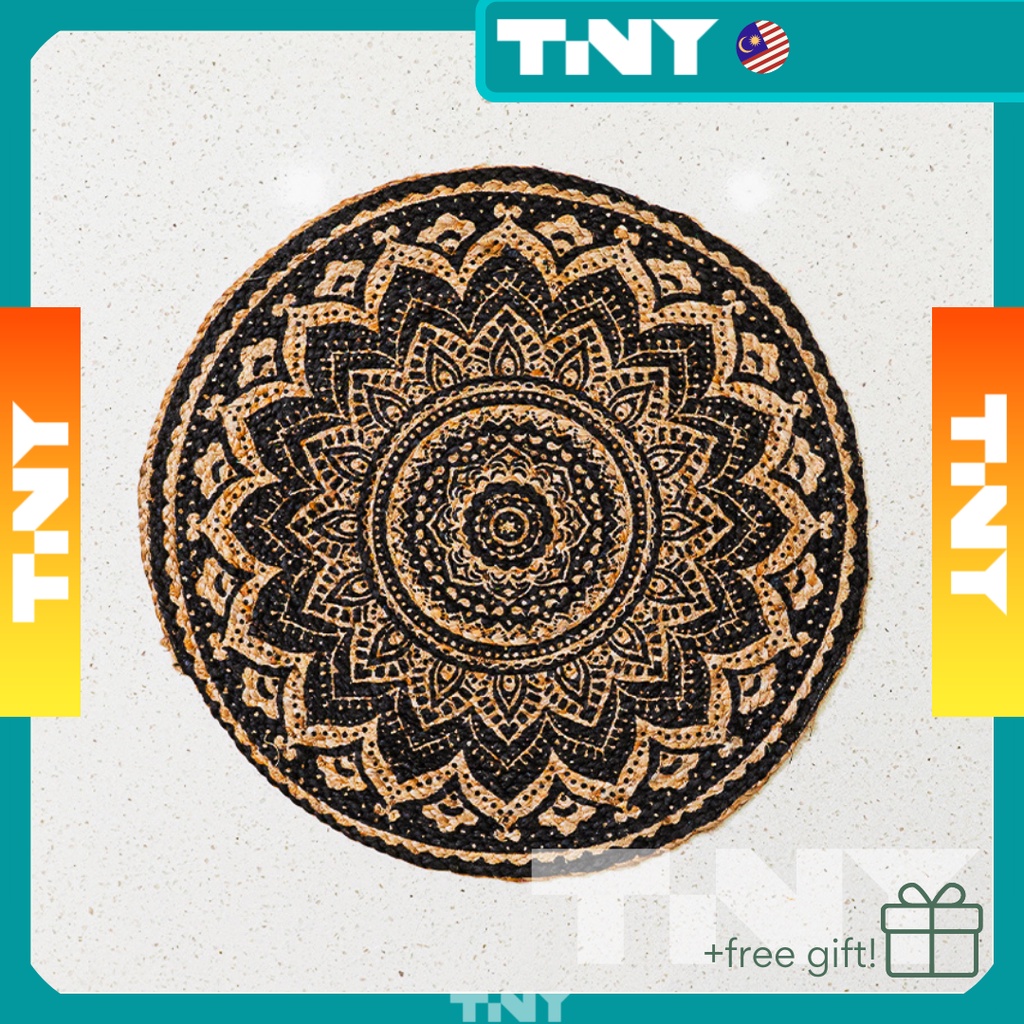 Natural Jute Mat Jute Rug Mandala Floor Mat Nordic Minimalist Neutral