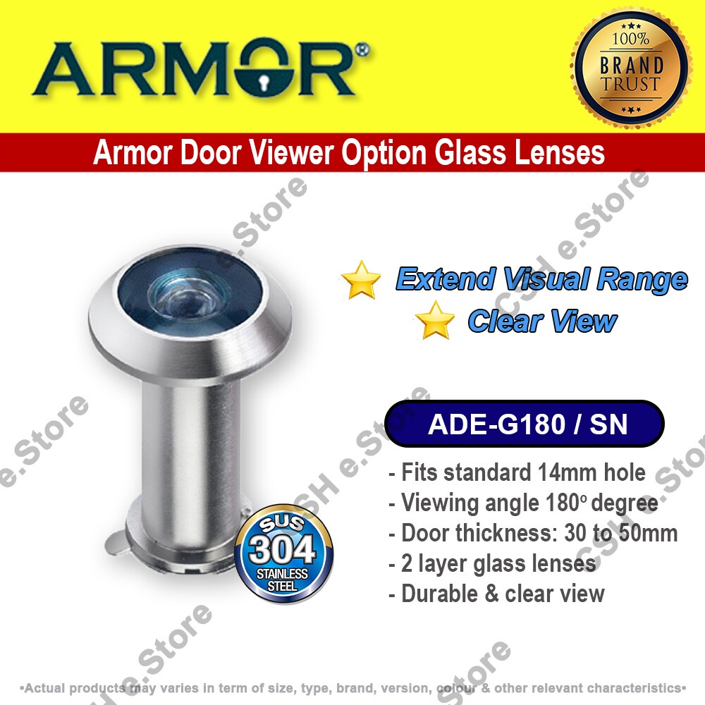 Armor Door Viewer ADEG180/SN Door Accessories Optical Glass Lenses Door Eyes 180 degrees clear