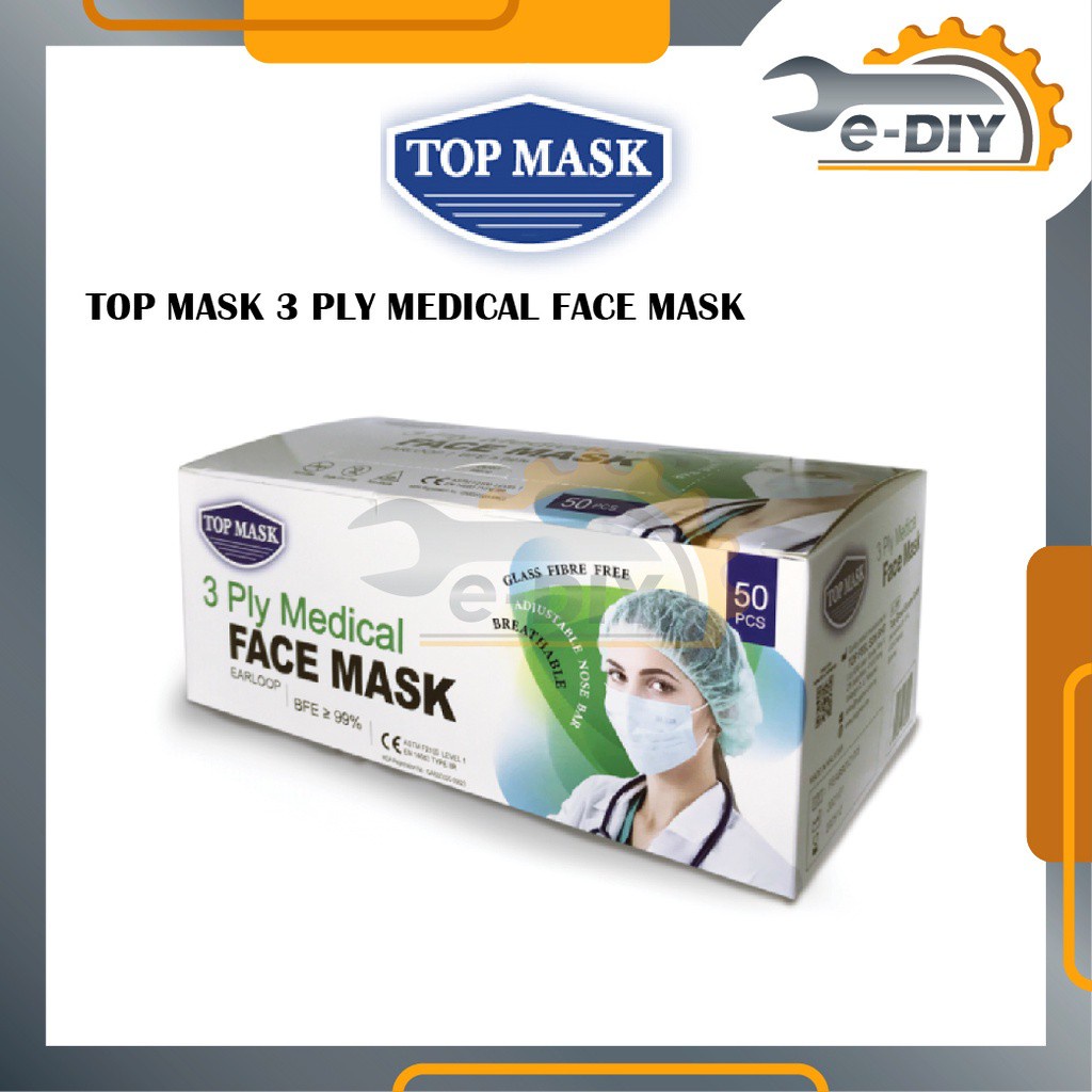 Top Mask 3 Ply Medical Face Mask (50 Pcs Per Box) Shopee Malaysia