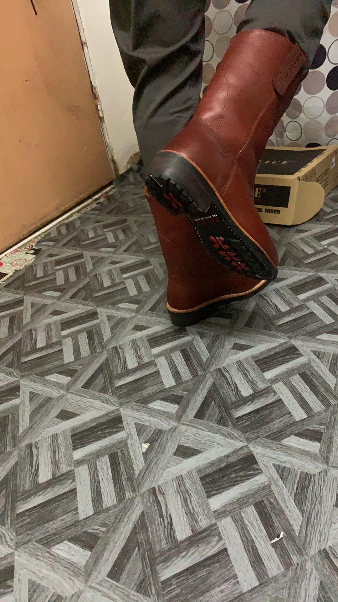 POLICE ORIGINAL LEATHER SAFETY SHOE WORK BOOTS KASUT KULIT