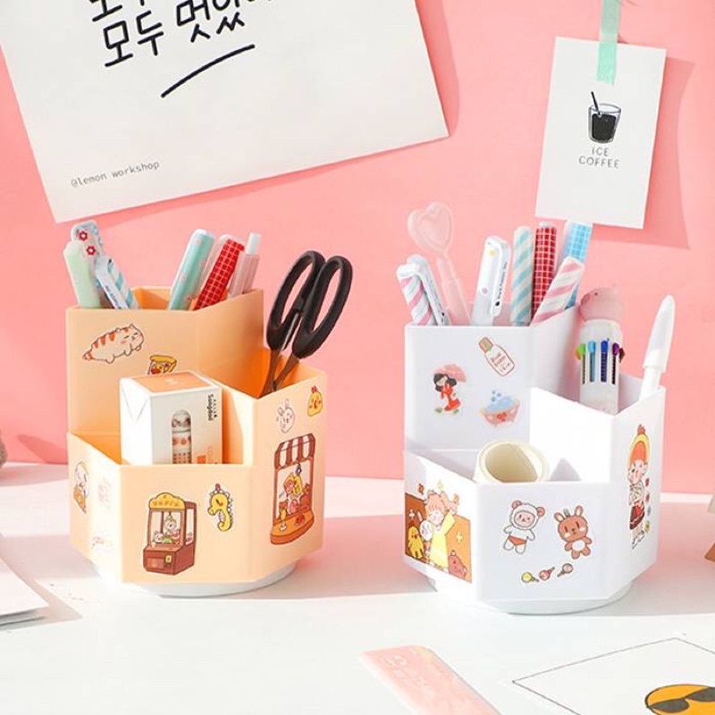 3 Slot Ins Rotatable Pen Holder Pen Organizer Stationery Organizer