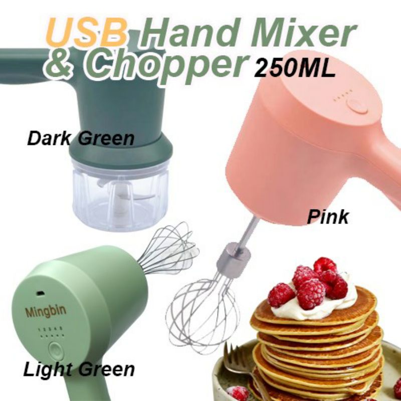 USB Wireless 3 in 1 Hand Mixer / Electric Garlic Chopper Automatic Food