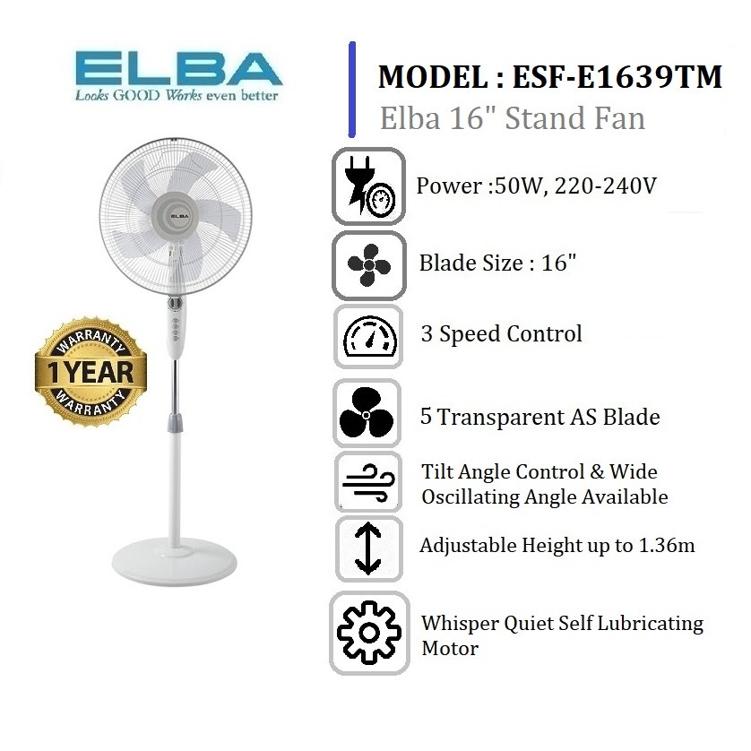 Elba Stand Fan ESFE1639TM(GR) Shopee Malaysia