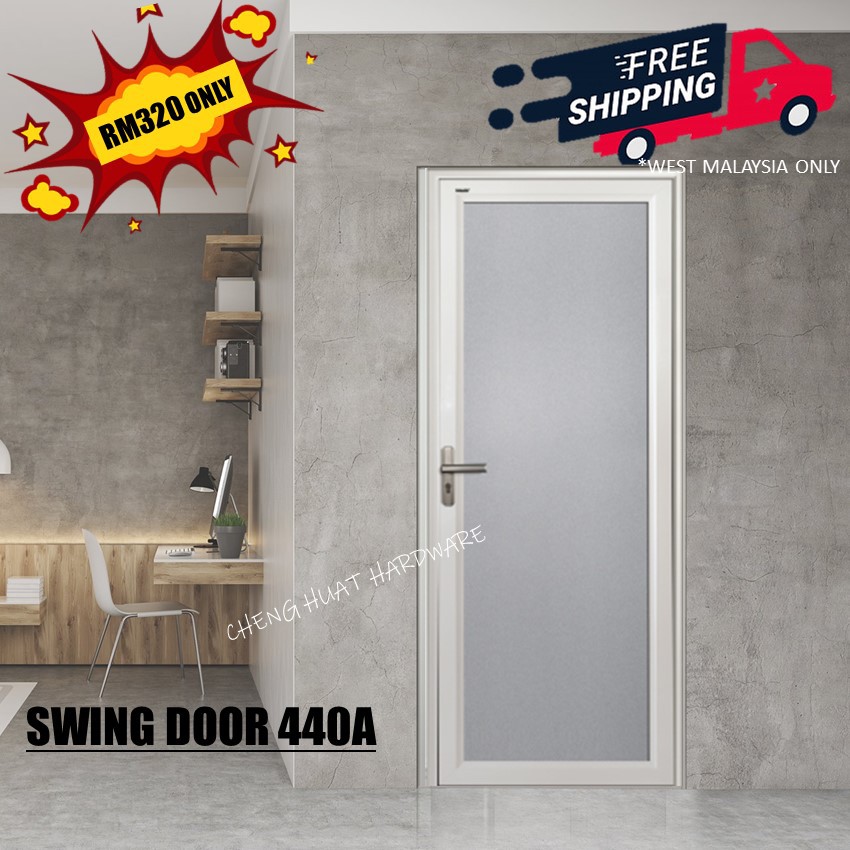 Vitally Swing Door Aluminium Frame 440A (3ft x 7ft) Pintu Tandas Custom