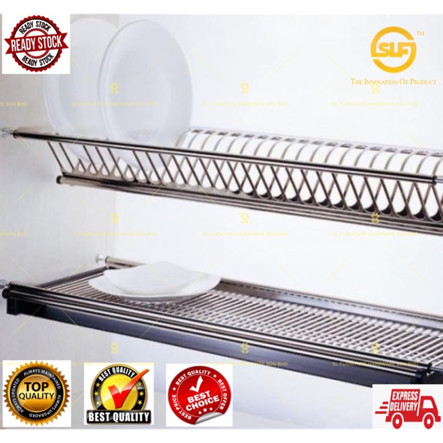 SLF stainless steel 2 tier modern dish rack drainer dryers plate cup