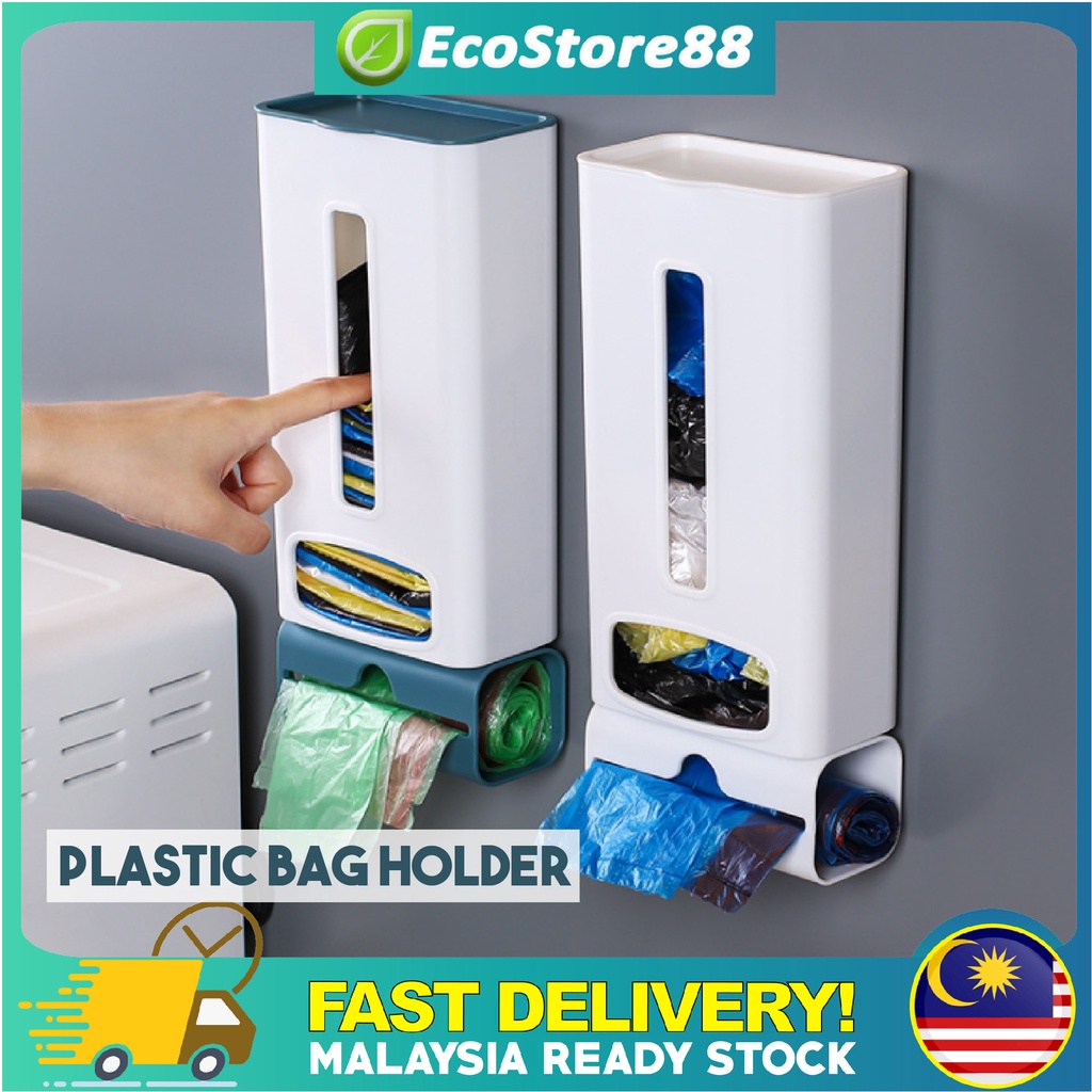 Wall Mounted Plastic Bag Holder Grocery Trash Bag Dispenser Plastic